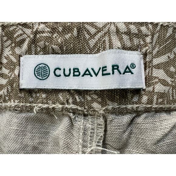 Cubavera Shorts Mens XLarge Beige Linen Blend Flat Front Tropical Leaf Print NWT - Picture 3 of 11
